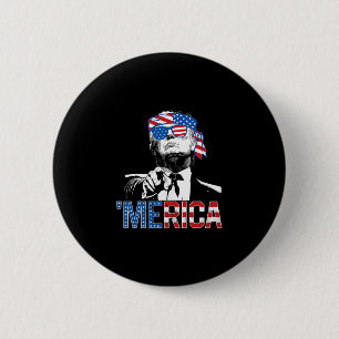 Funny Trump 4th Of July Merica American Flag Sungl 6 Cm Round Badge