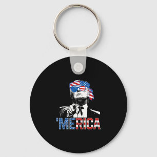 Funny Trump 4th Of July Merica American Flag Sungl Key Ring