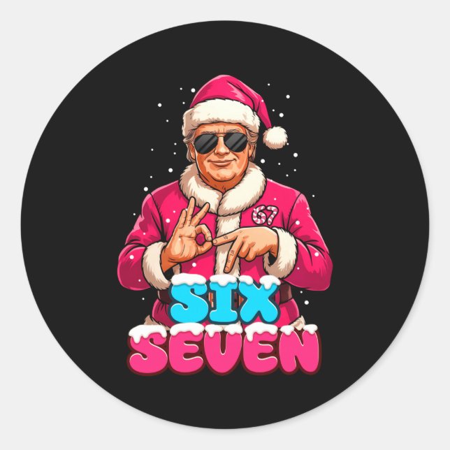 Funny Trump 67 Meme Costume Six Seven Christmas Sa Classic Round Sticker (Front)