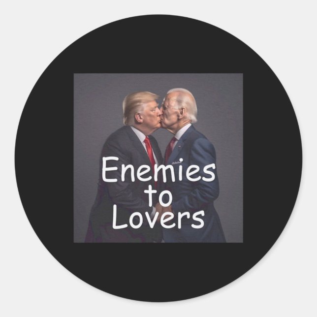 Funny Trump And Biden Kissing  Classic Round Sticker (Front)