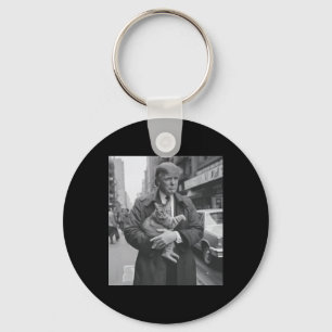 Funny Trump And Cat  Key Ring