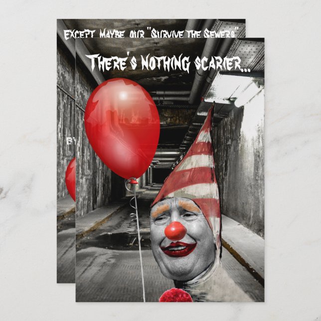 Funny Trump As Trumpwise The Clown Halloween Invitation (Front/Back)