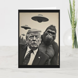 Funny Trump Bigfoot Selfie With Ufos Weird Alien Card