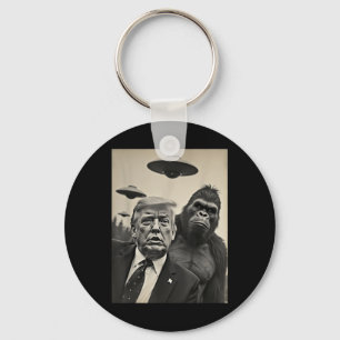 Funny Trump Bigfoot Selfie With Ufos Weird Alien  Key Ring