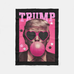 Funny Trump Bubble Gum Pink Sungl Heart  Fleece Blanket