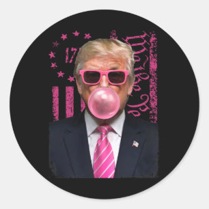 Funny Trump Bubble Gum Pink Usa Flag Classic Round Sticker