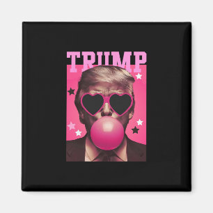 Funny Trump Bubble Gum Pink With Sungl Heart  Magnet
