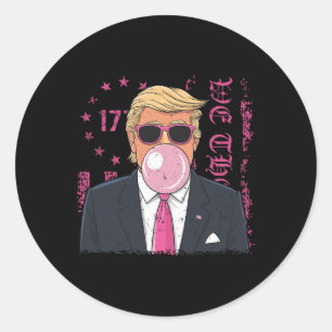 Funny Trump Bubble Gum Retro Pink Usa Flag Patriot Classic Round Sticker
