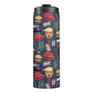 Funny Trump, Burgers, Golf, Russia, Fake News Thermal Tumbler
