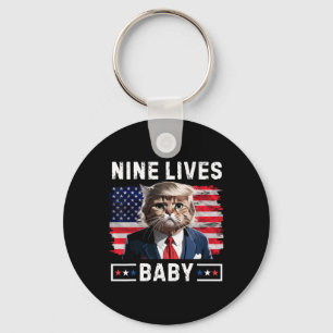 Funny Trump Cat 9 Lives Baby Funny Vote For Trump  Key Ring