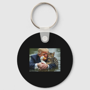 Funny Trump Cat And Duck Memes Christmas Halloween Key Ring