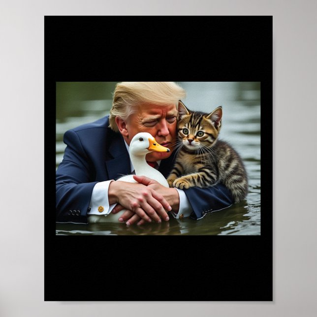 Funny Trump Cat And Duck Memes Christmas Halloween Poster (Front)