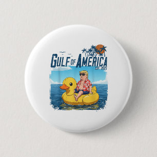 Funny Trump Chillin Gulf Of Us America Est 2025 4t 6 Cm Round Badge