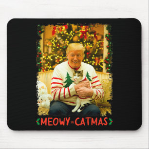 Funny Trump Christmas Cat Lovers Meowy Catmas Cat  Mouse Pad