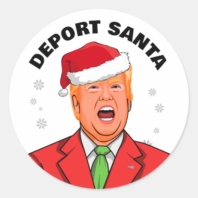 Funny Trump Christmas Deport Santa Classic Round Sticker (Front)