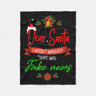 Funny Trump Christmas Pajamas Fake News Fleece Blanket