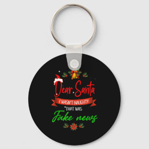 Funny Trump Christmas Pajamas Fake News Key Ring