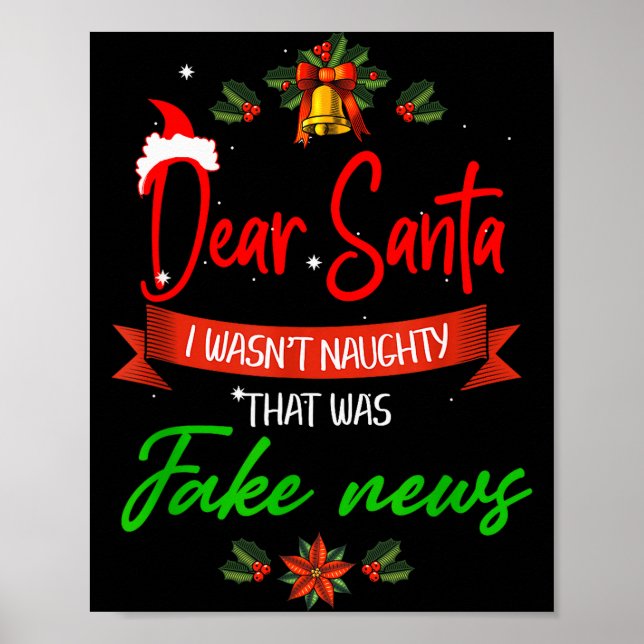 Funny Trump Christmas Pajamas Fake News  Poster (Front)