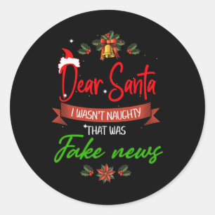Funny Trump Christmas Pyjamas Fake News  Classic Round Sticker