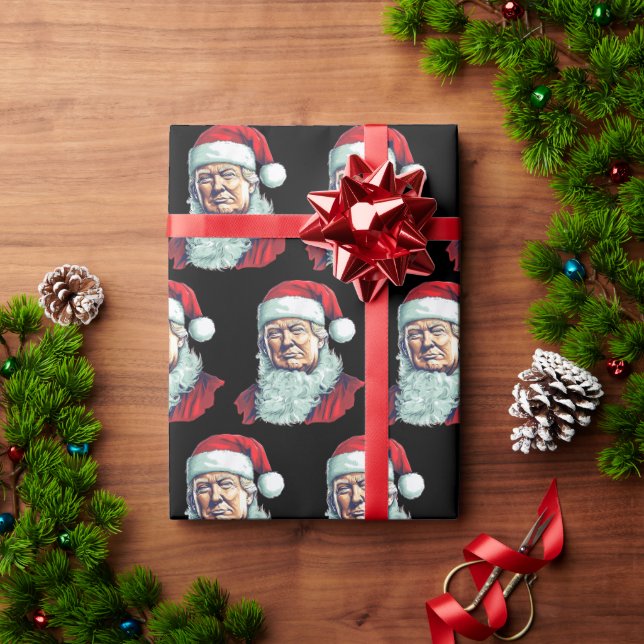 Funny Trump Christmas Santa Art Portrait Graphic Wrapping Paper (Holiday Gift)