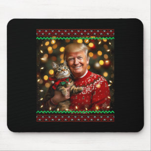 Funny Trump Christmas Sweater For Cat Lovers 1  Mouse Pad