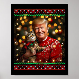 Funny Trump Christmas Sweater For Cat Lovers 1 Poster