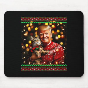 Funny Trump Christmas Sweater For Cat Lovers Ugly Mouse Pad
