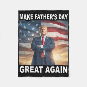 Funny Trump Dad Make Father's Day Great Again Usa Fleece Blanket