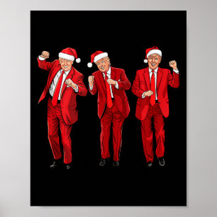 Funny Trump Dance Merry Christmas Santa Hats Trump Poster