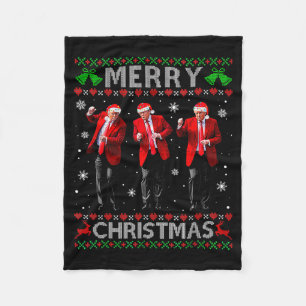 Funny Trump Dance Merry Christmas Ugly Xmas Sweate Fleece Blanket