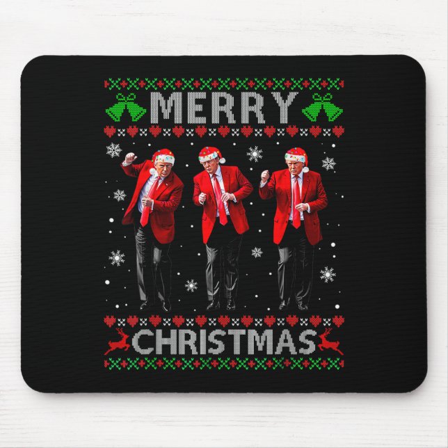 Funny Trump Dance Merry Christmas Ugly Xmas Sweate Mouse Pad (Front)