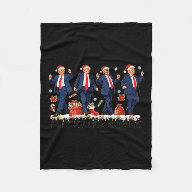 Funny Trump Dance Santa Claus Christmas Xmas Pajam Fleece Blanket (Front)