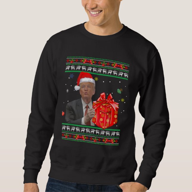 Funny Trump Dance Santa Claus Christmas Xmas Sweatshirt (Front)