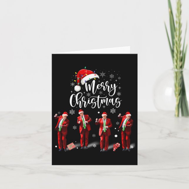 Funny Trump Dance Santa Claus Merry Christmas  Card (Front)