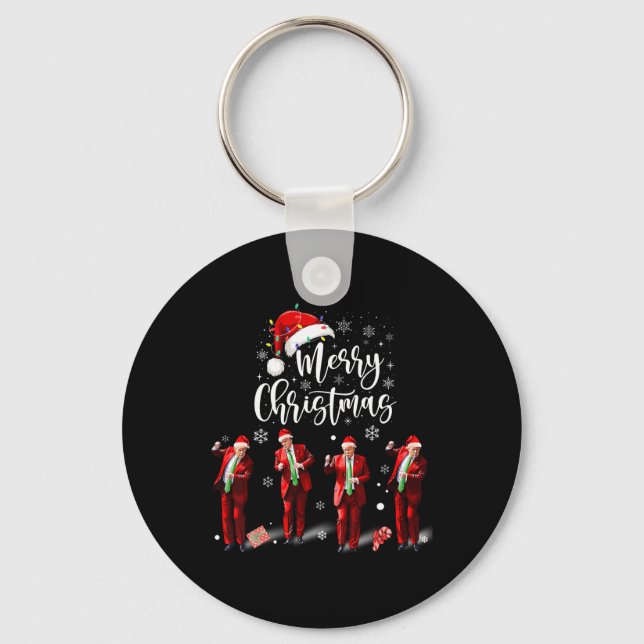 Funny Trump Dance Santa Claus Merry Christmas  Key Ring (Front)
