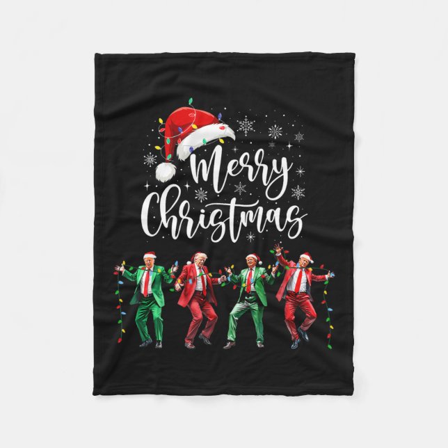 Funny Trump Dance Santa Claus Merry Christmas Xmas Fleece Blanket (Front)