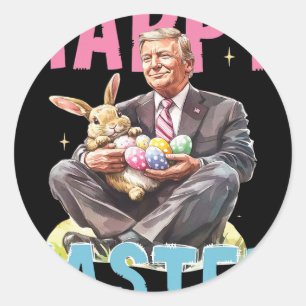 Funny Trump Easter Bunny Eggs Happy Easter  Classic Round Sticker