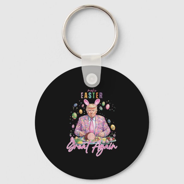 Funny Trump Easter Egg Bunny Make Easter Great Aga Key Ring (Front)