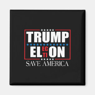 Funny Trump Election Usa Flag Trump Elon Save Amer Magnet