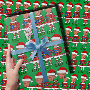 Funny Trump Elf Custom Face photo Elf Christmas Wrapping Paper