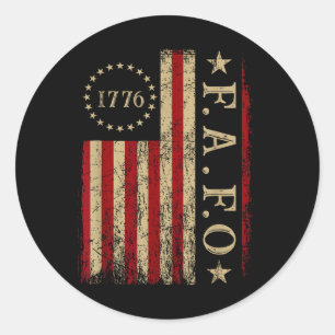 Funny Trump Fafo F Around Find Out Retro Us Flag  Classic Round Sticker