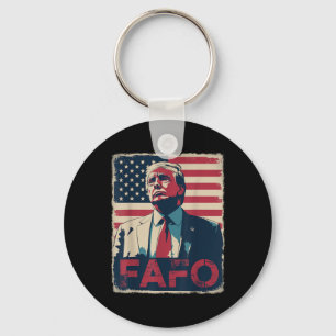 Funny Trump Fafo F Around Find Out Retro Us Flag  Key Ring