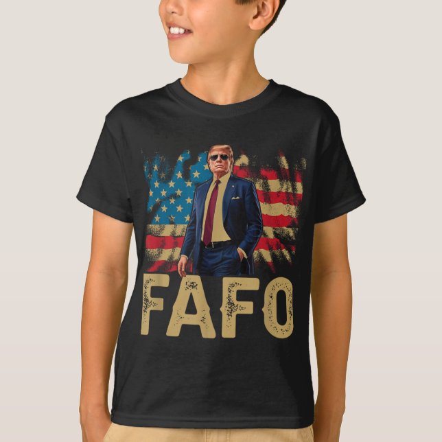 Funny Trump Fafo, Y2k Fafo Trump American Flag Vin T-Shirt (Front)