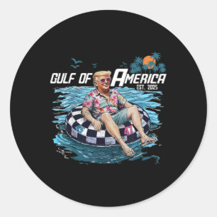 Funny Trump Floating Shirt Gulf Of Us America Est Classic Round Sticker