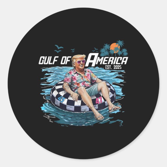 Funny Trump Floating Shirt Gulf Of Us America Est  Classic Round Sticker (Front)