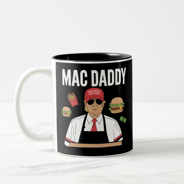 Funny Trump Fries Making Fries Mac Daddy Two-Tone Coffee Mug (Left)