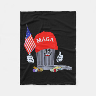 Funny Trump Garbage Can Cartoon Character American Fleece Blanket