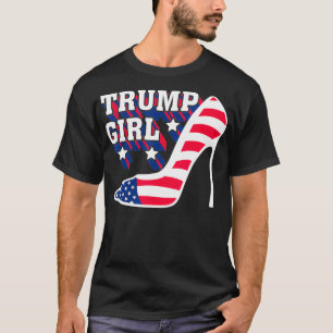 Funny Trump Girl Gift  Cute High Heel American Fla T-Shirt