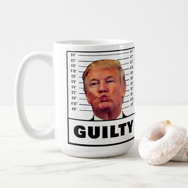 Funny Trump Guilty Coffee Mug (With Donut)