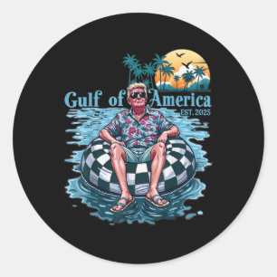 Funny Trump Gulf Of Us America Est 2025 Beach Retr Classic Round Sticker